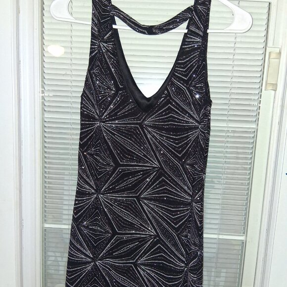 Cloth & People Black/Silver Glitter Dress Medium Bodycon party Dress - Picture 7 of 8